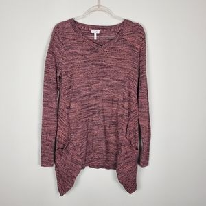 LOGO V Neck Space Dye Sweater Sz S